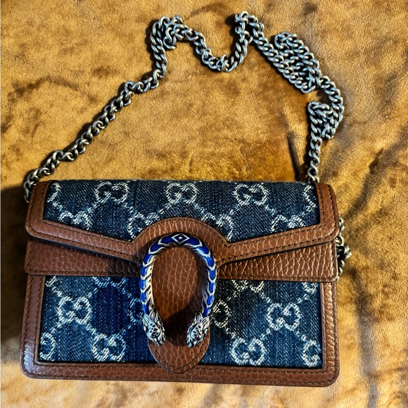 AUTHENTIC GUCCI GG Super Mini Denim Dionysus - Picture 5 of 16